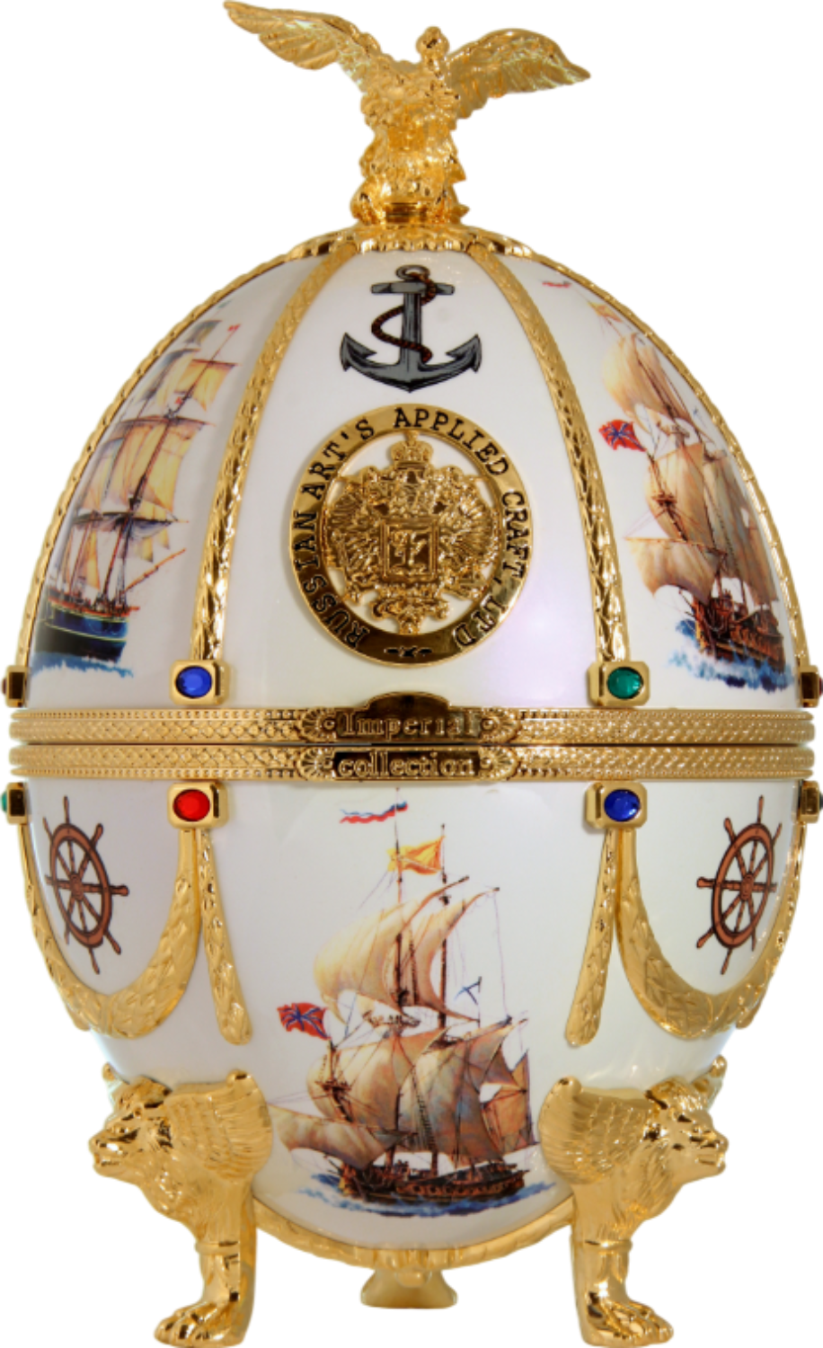 Императорская Коллекция Супер Премиум графин-яйцо белый с парусниками в бархатном футляре 0.7 л