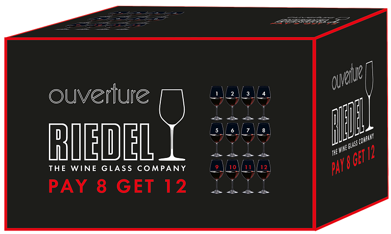 Стекло Ридель Оверча Красное вино "Плати за 8 - получи 12" (набор из 12 бокалов)