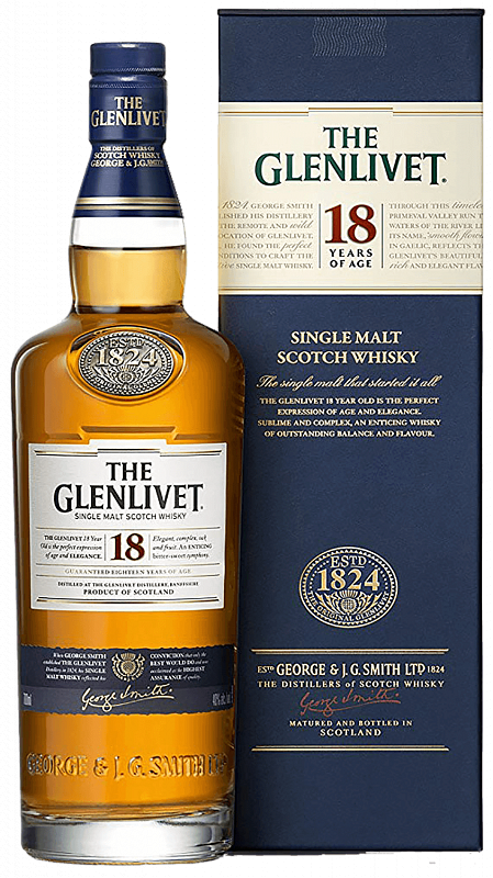 Гленливет 18 лет односолодовый шотландский виски в подарочной упаковке - 0.7 л